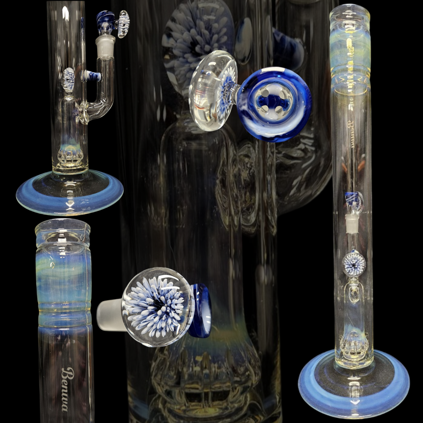 Marbled cobalt and white shower head Collab