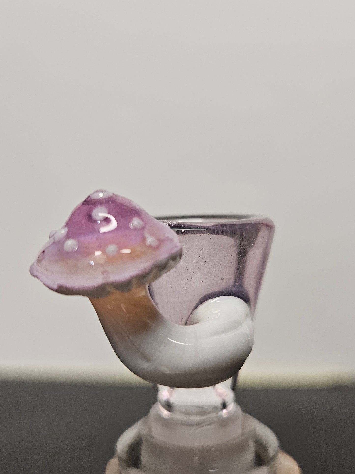 Rose quartz over icy white satin mushroom