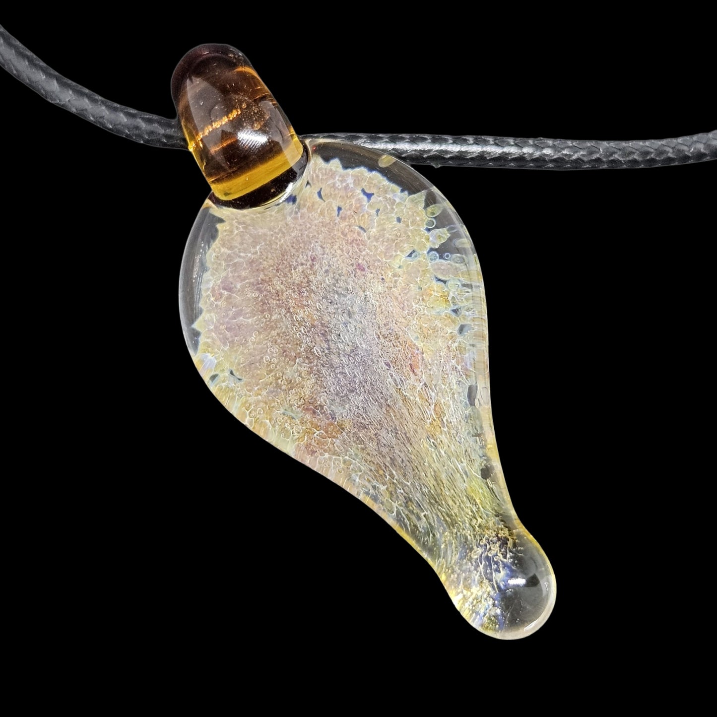Amber purple frit drip