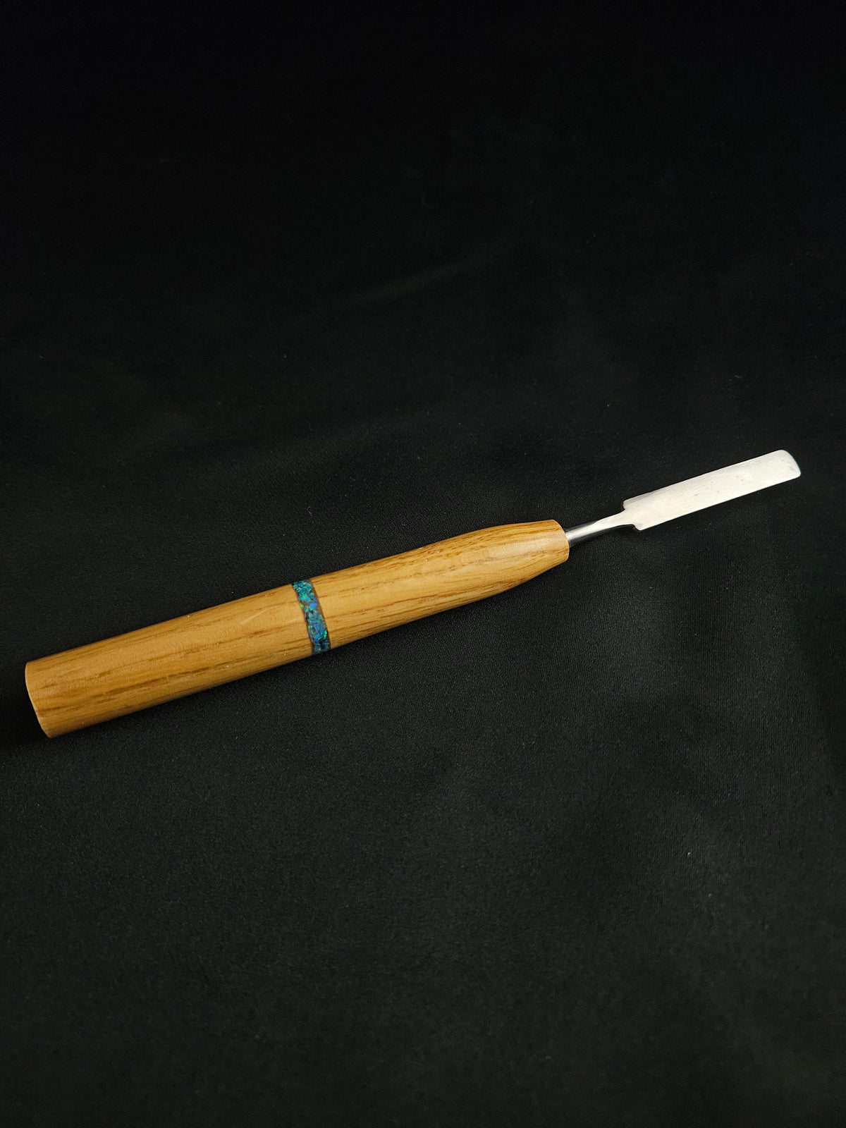 Lathe turned dabber with inlayed opals