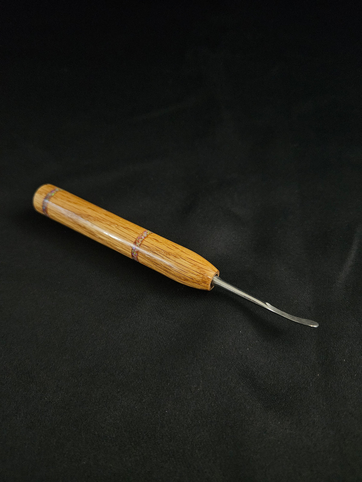 Lathe turned dabber with inlayed opals