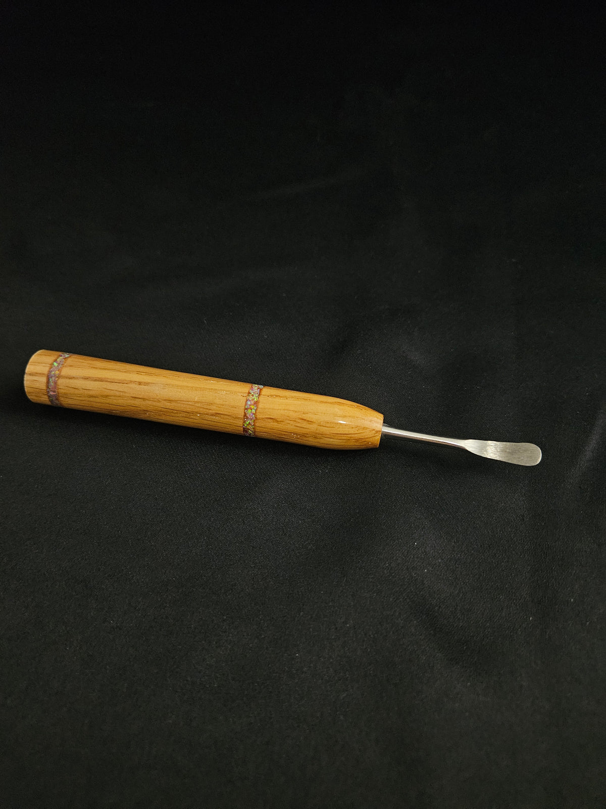 Lathe turned dabber with inlayed opals