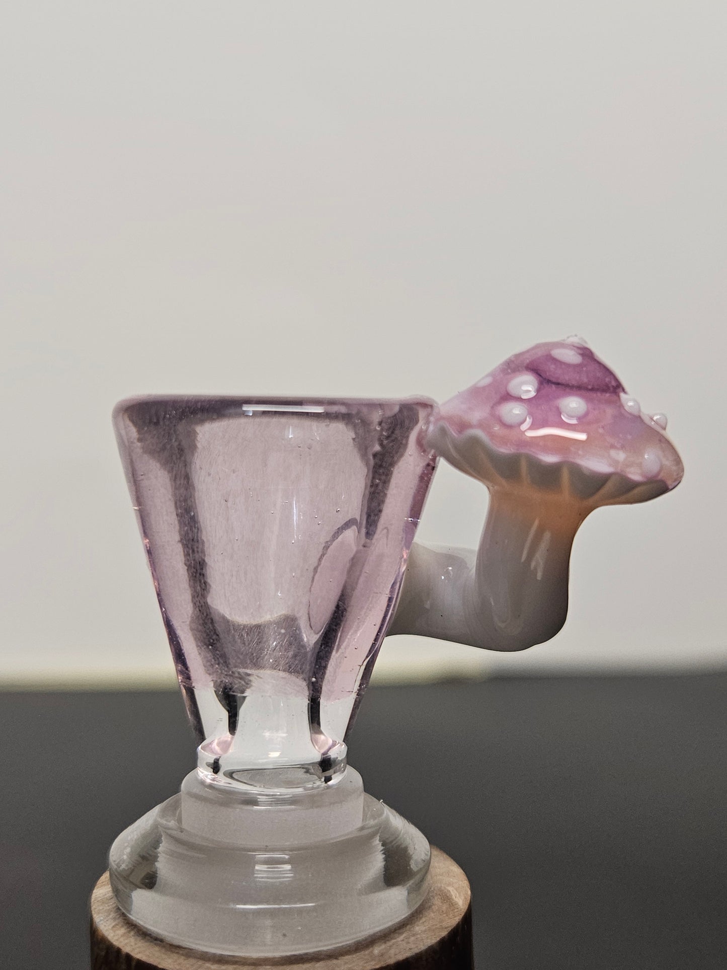 Rose quartz over icy white satin mushroom