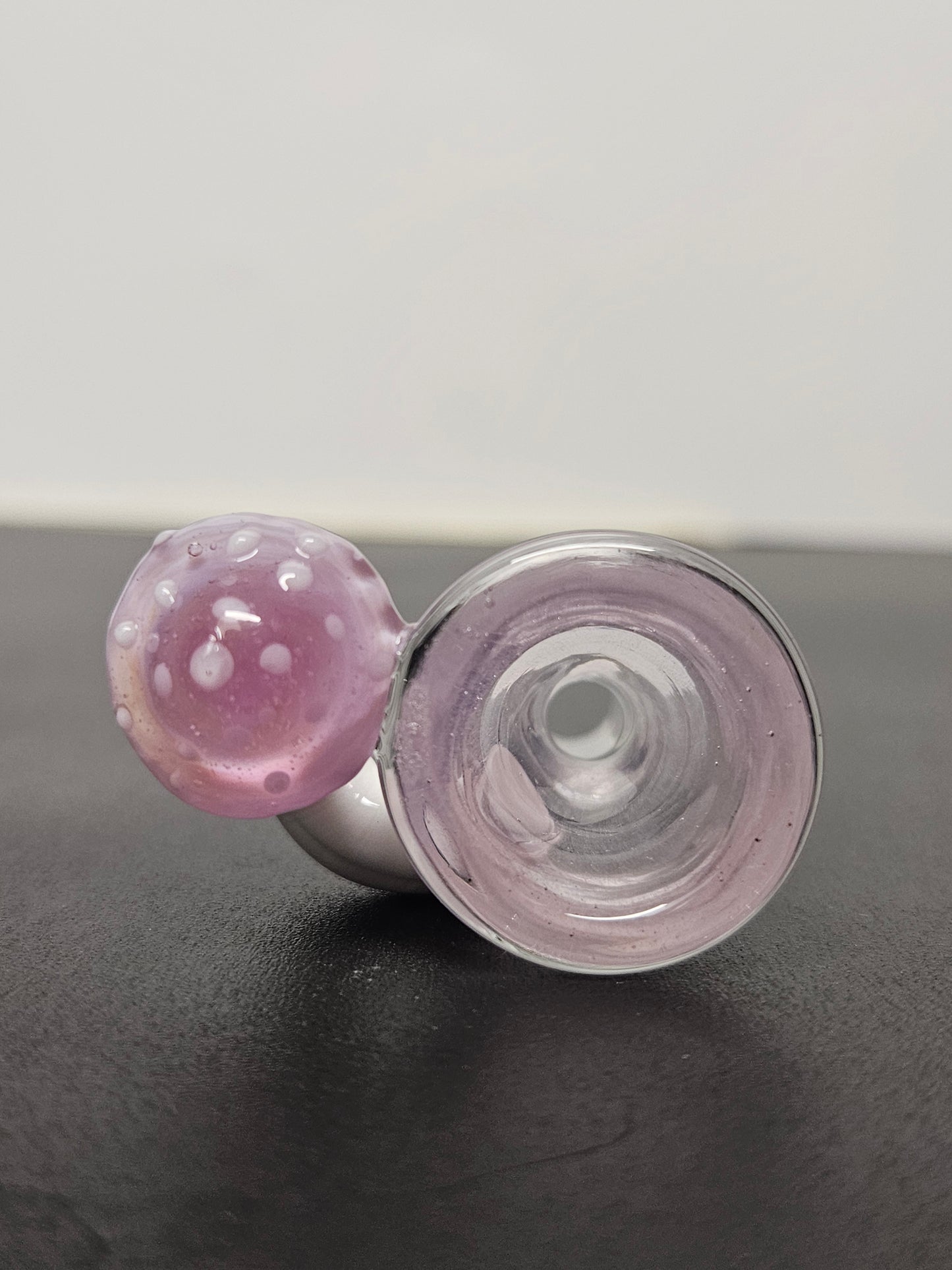 Rose quartz over icy white satin mushroom